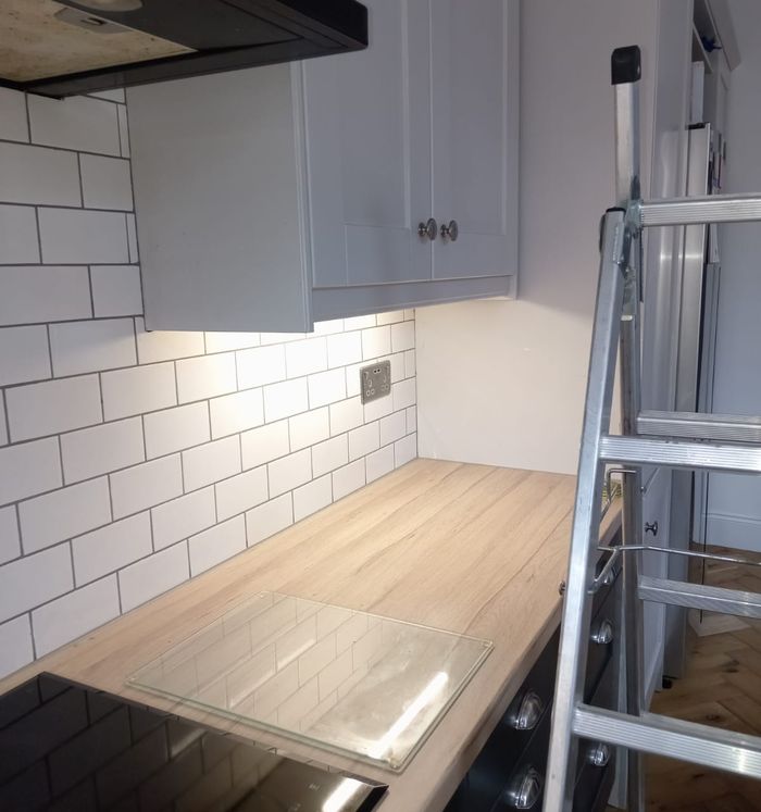 Sockets above a kitchen worktop